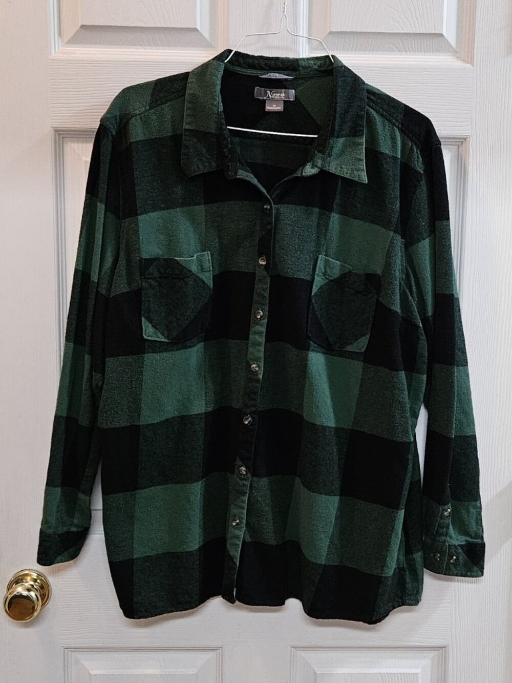 Women's Plus Size 3X - Green and Black - Button Down Shirt